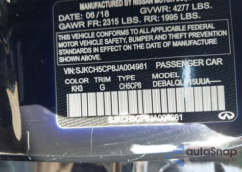 2018 Infiniti Qx30 Luxe z USA, uszkodzony, nr VIN SJKCH5CP8JA004981